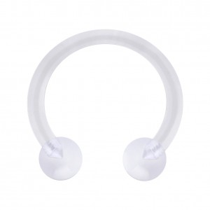 Hufeisen-Piercing Bioflex PTFE Transparent Zwei Kugeln Acryl