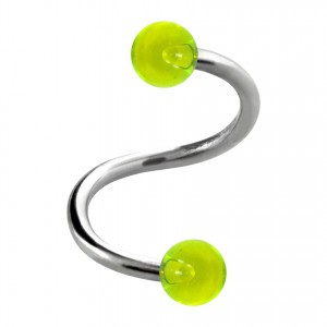 Helix- / Spiral-Piercing Zwei Kugeln Transparent Grün