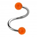 Helix- / Spiral-Piercing Zwei Kugeln Transparent Orange