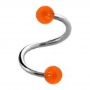 Piercing Spirale / Hélix Deux Boules Transparentes Oranges