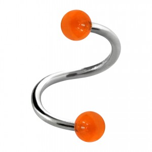 Helix- / Spiral-Piercing Zwei Kugeln Transparent Orange