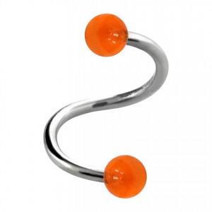 Piercing Spirale / Helix Zwei Kugeln Transparent Orange