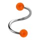 Orange Transparent Two Balls Helix/Twisted Piercing Ring
