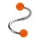 Helix- / Spiral-Piercing Zwei Kugeln Transparent Orange
