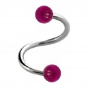 Helix- / Spiral-Piercing Zwei Kugeln Transparent Lila