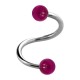 Purple Transparent Two Balls Helix/Twisted Piercing Ring