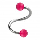 Helix- / Spiral-Piercing Zwei Kugeln Transparent Rosa