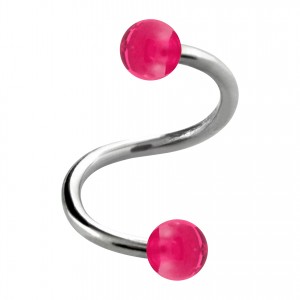 Helix- / Spiral-Piercing Zwei Kugeln Transparent Rosa