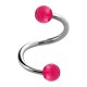 Pink Transparent Two Balls Helix/Twisted Piercing Ring