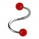 Helix- / Spiral-Piercing Zwei Kugeln Transparent Rot