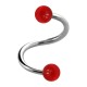 Helix- / Spiral-Piercing Zwei Kugeln Transparent Rot