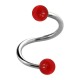 Piercing Spirale / Helix Zwei Kugeln Transparent Rot
