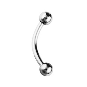 Eyebrow Curved Bar 316L Surgical Steel Ring w/ Two Balls