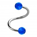 Dark Blue Transparent Two Balls Helix/Twisted Piercing Ring