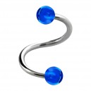 Helix- / Spiral-Piercing Zwei Kugeln Transparent Dunkelblau