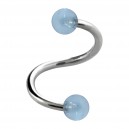 Helix- / Spiral-Piercing Zwei Kugeln Transparent Hellblau