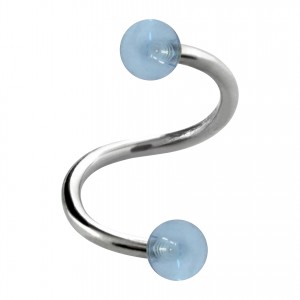 Helix- / Spiral-Piercing Zwei Kugeln Transparent Hellblau