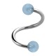 Helix- / Spiral-Piercing Zwei Kugeln Transparent Hellblau
