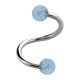 Piercing Spirale / Hélix Deux Boules Transparentes Bleues Clair