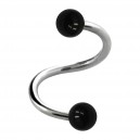 Helix- / Spiral-Piercing Zwei Kugeln Transparent Schwarz