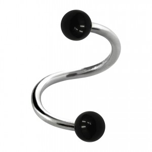 Helix- / Spiral-Piercing Zwei Kugeln Transparent Schwarz