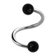 Helix- / Spiral-Piercing Zwei Kugeln Transparent Schwarz