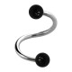 Piercing Spirale / Hélix Deux Boules Transparentes Noires
