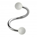 Helix- / Spiral-Piercing Zwei Kugeln Transparent Wei&szlig;