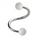 Piercing Spirale / Hélix Deux Boules Transparentes Blanches