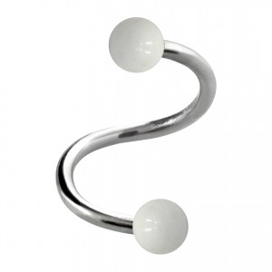 Piercing Espiral / Hélix Dos Bolas Transparente Blanco