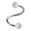 Helix- / Spiral-Piercing Zwei Kugeln Transparent Wei&szlig;