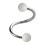 Piercing Spirale / Helix Zwei Kugeln Transparent Weiß