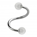 Helix- / Spiral-Piercing Zwei Kugeln Transparent