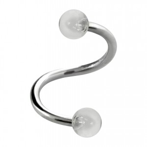 Helix- / Spiral-Piercing Zwei Kugeln Transparent