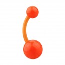 Orange Opaque Flexible Bioflex Belly Button Ring Bar Navel