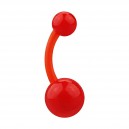 Red Opaque Flexible Bioflex Belly Button Ring Bar Navel
