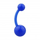 Dark Blue Opaque Flexible Bioflex Belly Button Ring Bar Navel