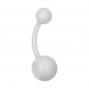 White Opaque Flexible Bioflex Belly Button Ring Bar Navel