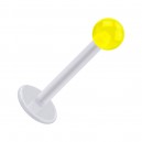 White PTFE Labret/Tragus Bar Ring w/ Transparent Yellow Acryl Ball