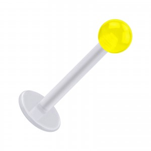 Tragus- / Labret-Piercing PTFE Wei&szlig; Kugel Acryl Gelb Transparent