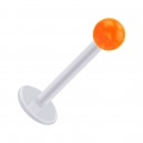 Tragus- / Labret-Piercing PTFE Weiß Kugel Acryl Orange Transparent