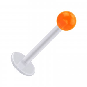 Piercing Labret / Tragus PTFE Blanc Boule Acryl Orange Transparente