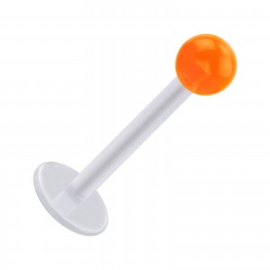 Tragus- / Labret-Piercing PTFE Wei&szlig; Kugel Acryl Orange Transparent