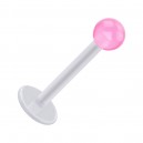 Tragus- / Labret-Piercing PTFE Wei&szlig; Kugel Acryl Rosa Transparent