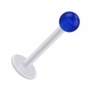 Tragus- / Labret-Piercing PTFE Wei&szlig; Kugel Acryl Dunkelblau Transparent