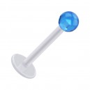 Tragus- / Labret-Piercing PTFE Wei&szlig; Kugel Acryl Hellblau Transparent