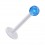 Tragus- / Labret-Piercing PTFE Wei&szlig; Kugel Acryl Hellblau Transparent