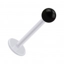 Tragus- / Labret-Piercing PTFE Wei&szlig; Kugel Acryl Schwarz Transparent