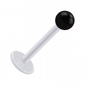 Tragus- / Labret-Piercing PTFE Weiß Kugel Acryl Schwarz Transparent