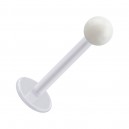 Tragus- / Labret-Piercing PTFE Wei&szlig; Kugel Acryl Wei&szlig; Transparent